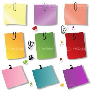 Colorful papers with pin